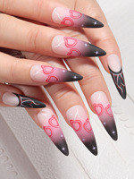 24 pièces vente en gros en usine longue Stiletto presse sur ongles en acrylique avec lime à ongles Logo personnalisé taille courte faux Type modèle de pointe d'ongle
