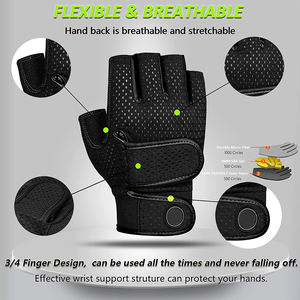 Gants de fitness unisexes professionnels Muhalia International MI-GG-08 de qualité supérieure, demi-doigts, antidérapants, respirants, en cuir - Product Image 3