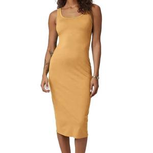 Vestido MIDI cómodo con cuello redondo para mujer con sujetador interior Tela suave para uso diario - Product Image 4