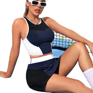 Robes de tennis 2 pièces ensemble Tennis Fitness robe Mini jupe sport culture soutien-gorge basket-ball Baseball robes ensembles tenues - Product Image 4