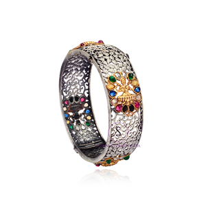 Brazaletes de diseñador de patrón de lujo, brazalete oxidado de plata, accesorios Kada, brazaletes para boda Mehndi, Haldi , Sangeet, brazalete de desgaste - Product Image 2