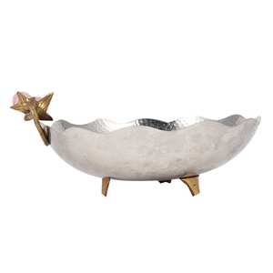 ชามเสิร์ฟอาหารสุดเจ๋งสำหรับเครื่องครัวโรงแรมร้านอาหารผลไม้แห้งชามเสิร์ฟสีทองเงินแฮนด์เมดหรืออ่างพร้อมดอกตูมกุหลาบ - Product Image 3