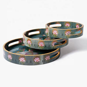 Bandejas de madera para servir, producto de decoración de comedor de cocina con acabado brillante, multiusos, recubrimiento de esmalte especial, superventas - Product Image 1