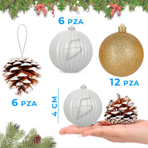 Set di 24 Mini Palline di Natale in PVC Oro e Argento Personalizzabili, Eleganti Decorazioni per la Casa con Confezione Regalo - Product Image 3