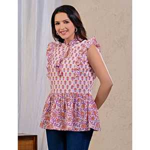 White Jaal Design Cotton Printed <b>Top</b> for Ladies Breathable Woven Fabric Simple Loose Fit 4XL 5XL Short <b>Crop</b> <b>Rhinestone</b> Letter - Product Image 4