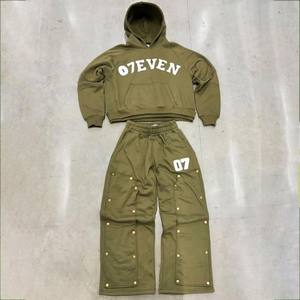 ชุดวอร์มแฟชั่นฤดูหนาว ยูนิเซ็กส์ สตรีทแวร์ ลำลอง ระบายอากาศได้ดี เสื้อฮู้ดดี้และกางเกงจ็อกเกอร์ ผ้าหนา GSM สูง - Product Image 3