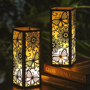 Vlinder Bloem Tafel Lantaarns Centerpieces Met Led Kaarsen Tafel Centerpieces Dozen Voor Verjaardag Bruiloft Feest Decoraties - Product Image 3