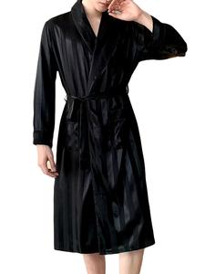 OEM <b>Men</b> Gift Custom Satin <b>Silk</b> Satin Long Sleeve Loungewear Pajamas <b>Men</b> Sleepwear <b>Robe</b> Home wear Summer Nightgown - Product Image 1