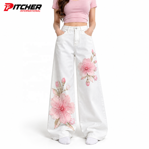 Jeans de Mezclilla para Mujer al por Mayor, Cintura Alta, Pierna Recta, Mezclilla de Algodón para Minoristas de Moda, Suministro de Marca Privada - Product Image 1