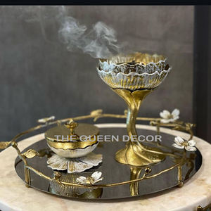 High Quality Arabic Metal Bakhoor Burner Set Aluminum Brass Steel Incense Burner <b>Gift</b> Fragrance Arabic Style - Product Image 2