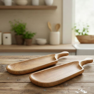 Bandejas de Servicio de Madera Natural de Lujo con Acabado Pulido Suave, Aptas para Lavavajillas y Reutilizables para Servir Alimentos y Bebidas, Decoración del Hogar - Product Image 1