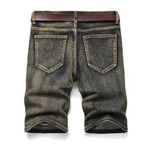 กางเกงขาสั้นผ้าเดนิมผ้าฝ้ายฟอกสีเข้มสำหรับผู้ชายแฟชั่นวินเทจสำหรับฤดูร้อน - Product Image 2