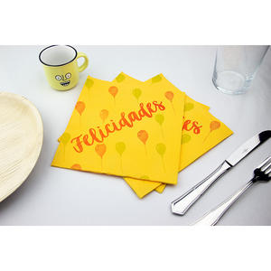 Tovaglioli Gialli 40x40cm con Stampa 'Felicidades' Punto a Punto, 600 Pezzi, B2B - Product Image 1