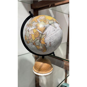 Globo terráqueo antiguo con soporte de madera Globo terráqueo completo con mapa de geografía terrestre con elegante base de madera - Product Image 1