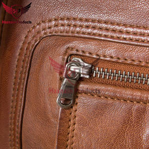 เสื้อแจ็กเก็ตหนังสีน้ำตาลคุณภาพระดับพรีเมียมของผู้ชายเสื้อแจ็กเก็ตสตรีทสตรีทฤดูหนาวคุณภาพสูงแบบกำหนดเองได้ทำด้วยมือสำหรับแฟชั่น - Product Image 5