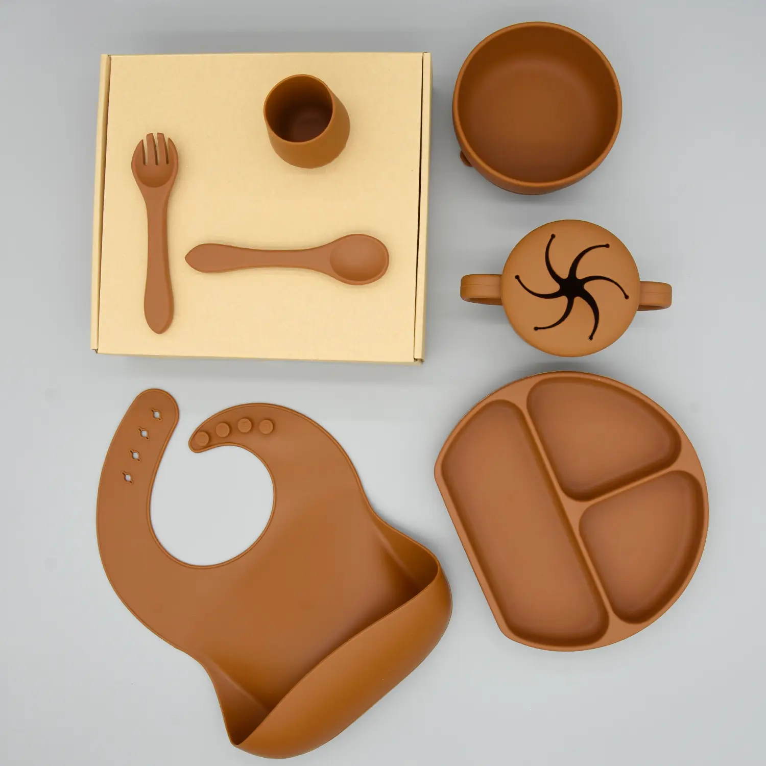 Conjunto de utensílios de alimentação para bebê, conjunto de placas com divisão de sucção em silicone para alimentação de bebês