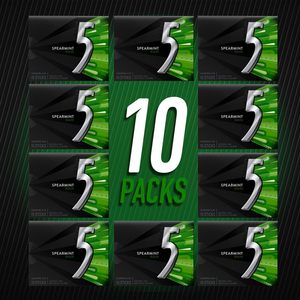 Goma de Mascar 5 GUM Spearmint Rain Sin Azúcar, Sabor Refrescante y Estimulante a Menta, Five Gum, Paquete de 15 Unidades (10 Paquetes) - Product Image 5
