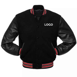แจ็คเก็ตสีดำสำหรับผู้ชายเสื้อแจ็กเก็ตทีมเบสบอลมหาวิทยาลัยเลตเทอร์แมนเสื้อแจ็คเก็ตโลโก้ตามสั่ง - Product Image 1