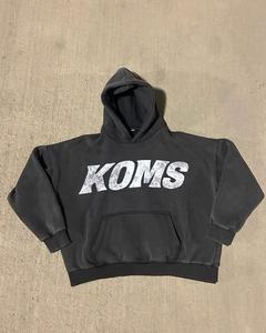 Sudadera con capucha de diamantes de imitación bordada para hombre de invierno al por mayor de primera calidad, acabado lavado ácido, algodón orgánico estampado personalizado de alta calidad - Product Image 3