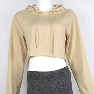Women Crop Top <b>Hoodies</b> Factory Direct Sales Customized logo Embroidery Printing Pullover <b>Workout</b> Cotton Fleece Woman Hoodie - Product Image 5