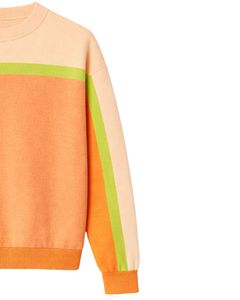 Pull en maille à col rond pour homme, couleur orange pêche et lime, bloc de couleurs, manches longues, doux, chaud, décontracté, pull d'hiver, maille de qualité supérieure - Product Image 3