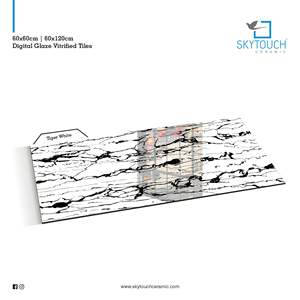 กระเบื้องขัดเต็มรูปแบบดีไซน์ใหม่กระเบื้องปูพื้นหินอ่อนสีขาวดำชุดกระเบื้องพอร์ซเลน600X1200mm ได้รับการรับรองจากซาโซ - Product Image 2