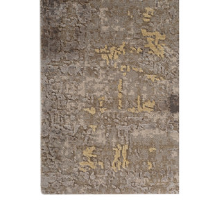 Alfombra Uvenuti de Lana y Seda de Bambú Tejida a Mano, Color Marfil, LRB-1545, Rectangular, Abstracta, para Dormitorio, Hecha a Mano con Técnicas de Viscosa - Product Image 4