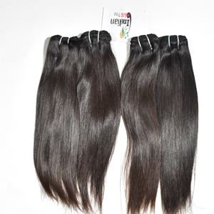 Extensions de cheveux humains indiens lisses, 100% naturels, couleur noire, vague profonde, lâches, double trame, traités à la machine, non traités - Product Image 4