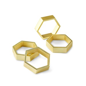 Servilleteros de Metal de Color dorado en forma de hexágono con Color personalizado a precios al por mayor Hoteles con tamaños de 1,75x2 pulgadas - Product Image 1
