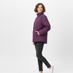 Veste matelassée en toile pour femme, à capuche, avec fermeture éclair, rembourrée en coton, respirante, chaude, légère, douce et confortable - Product Image 4