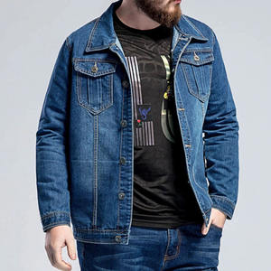 Veste en jean pour homme style streetwear en toile, avec col montant, imperméable et respirante, personnalisable OEM - Product Image 3