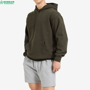 Sudadera con Capucha para Hombre Behram International, Diseño Moderno, Talla Grande, Lisa, con Hombros Caídos, Informal, para Otoño - Product Image 3