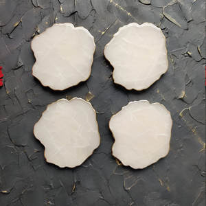 Agate blanche faite à la main sous-verre ensemble de luxe sous-verres en pierre naturelle usine indienne expédition rapide décor à la maison cadeau sous-verres - Product Image 1