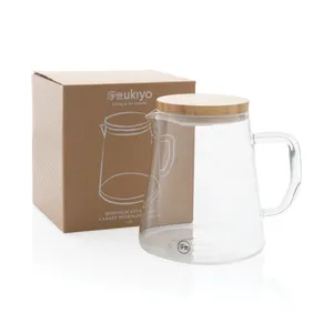 Ukiyo Caraffa Borosilicate Glass Minimalist Design Cork Cap Transparent Dishwasher Safe Customizable <b>Drinkware</b> for Cold Drinks - Product Image 4