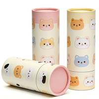 Animaux mignons de dessins animés, tube en papier cylindrique fait main, respectueux de l'environnement |   Boîte cylindrique personnalisée Kawaii pour cadeaux d'enfants et papeterie
