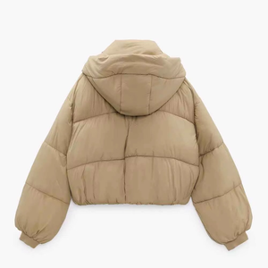 2025 vente en gros personnalisé réglable cordon de serrage à capuche à manches longues bouffant Bomber vestes femmes veste à capuche Denim - Product Image 5