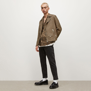 2025 nouveau Design hommes haute qualité en peau de mouton veste en cuir Logo personnalisé col montant hiver haute rue Style - Product Image 5