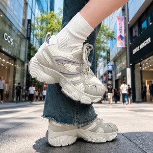 Zapatillas casuales de mujer al por mayor, transpirables, de malla, con <span class=keywords><strong>plataforma</strong></span>, con cordones, suela gruesa, suela exterior de EVA, a juego de colores, MOQ - Product Image 1