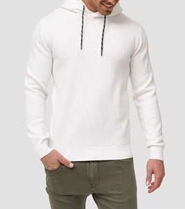 Sweat-shirt à capuche color block pour homme, décontracté, tricoté, manches longues, coupe classique, noir et beige, design bicolore - Product Image 1