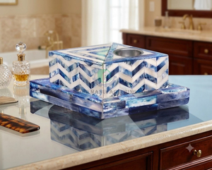 Boîte porte-encens en marbre bleu et blanc, support d'encens en pierre sculptée, diffuseur d'aromathérapie, décoration pour salle de bain et bureau - Product Image 4