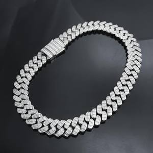 Pulsera Cubana Chapada en Oro con Moissanita VVS de Corte Brillante Redondo, Cadena Fina de Plata Esterlina 925, Pulseras y Brazaletes Finos para Hombre - Product Image 5