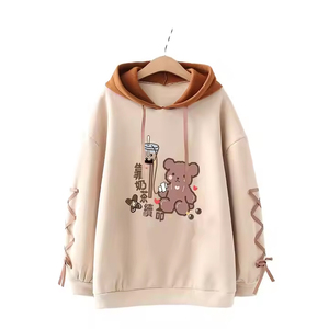 เสื้อฮู้ดขนแกะ100% พิมพ์ลายทรงครอปไซส์ใหญ่พิเศษโลโก้ตามสั่ง - Product Image 5
