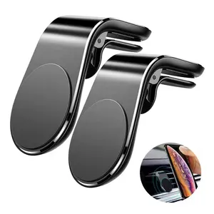 2023 Top Selling Custom Logo Vent Cell Phone Holder Mini Magnetic L-shaped Car Bracket Air Vent Mobile Phone holder