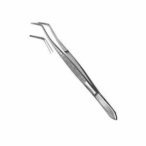 Pince à épiler en acier inoxydable Meriam à pointe coudée dentelée 16cm pince à épiler en coton chirurgical dentaire utilisation chirurgicale - Product Image 1