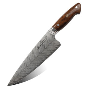 Cuchillo de Chef Ecológico Ambidiestro de Acero de Damasco de 8 Pulgadas con Mango de Madera de Hierro del Desierto - Product Image 1