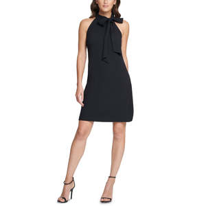 Vestito da donna Vince Camuto XS nero con scollo all'americana e fiocco, vita naturale, ideale per matrimoni, banchetti, abiti da ballo e modelli a tubino. - Product Image 1