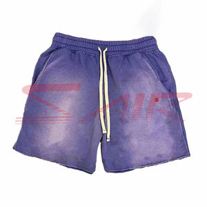 Ropa de calle de peso pesado personalizada Unisex pantalones cortos de sudor de verano 100% algodón diseño de lavado ácido desteñido al sol antiarrugas transpirable - Product Image 5