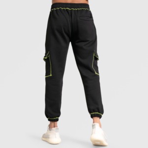 Sporty Black-Green Joggers XL Size Lightweight <b>Woolen</b> Fabric Zipper Decoration Waterproof Golf Pants for Spring Summer Spandex - Product Image 2