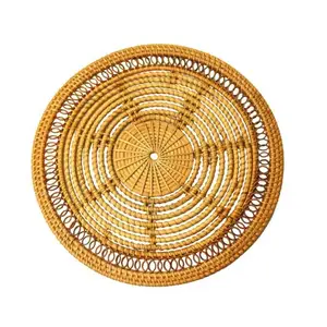 High Quality Natural Coasters With Holder Woven Non-Slip Pot Table Mats For Drinks Round Rattan Tea Set Coaster Made In Vietnam