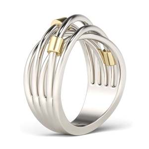 แหวนเงินแท้ชุบทอง 18K ประดับพลอยทรงไขว้ Jeulia - Product Image 3